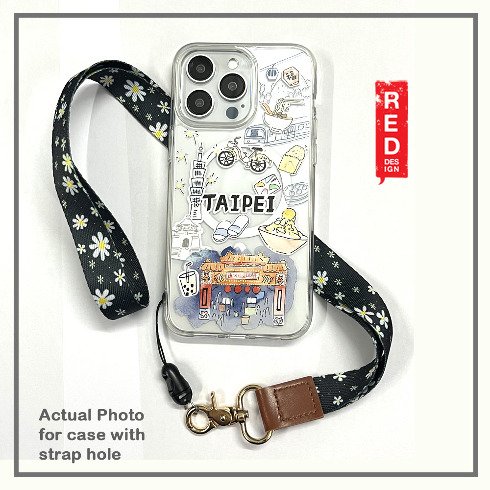 Picture of Red Design Selected Neck Lanyard and Wrist Strap Nylon Fabric with Metal Clasp for Phone Case (Black White)