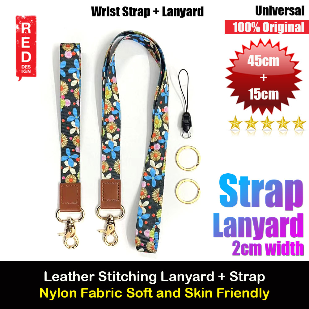 Picture of Red Design Selected Neck Lanyard and Wrist Strap Nylon Fabric with Metal Clasp for Phone Case (Blue Flower) Red Design- Red Design Cases, Red Design Covers, iPad Cases and a wide selection of Red Design Accessories in Malaysia, Sabah, Sarawak and Singapore 