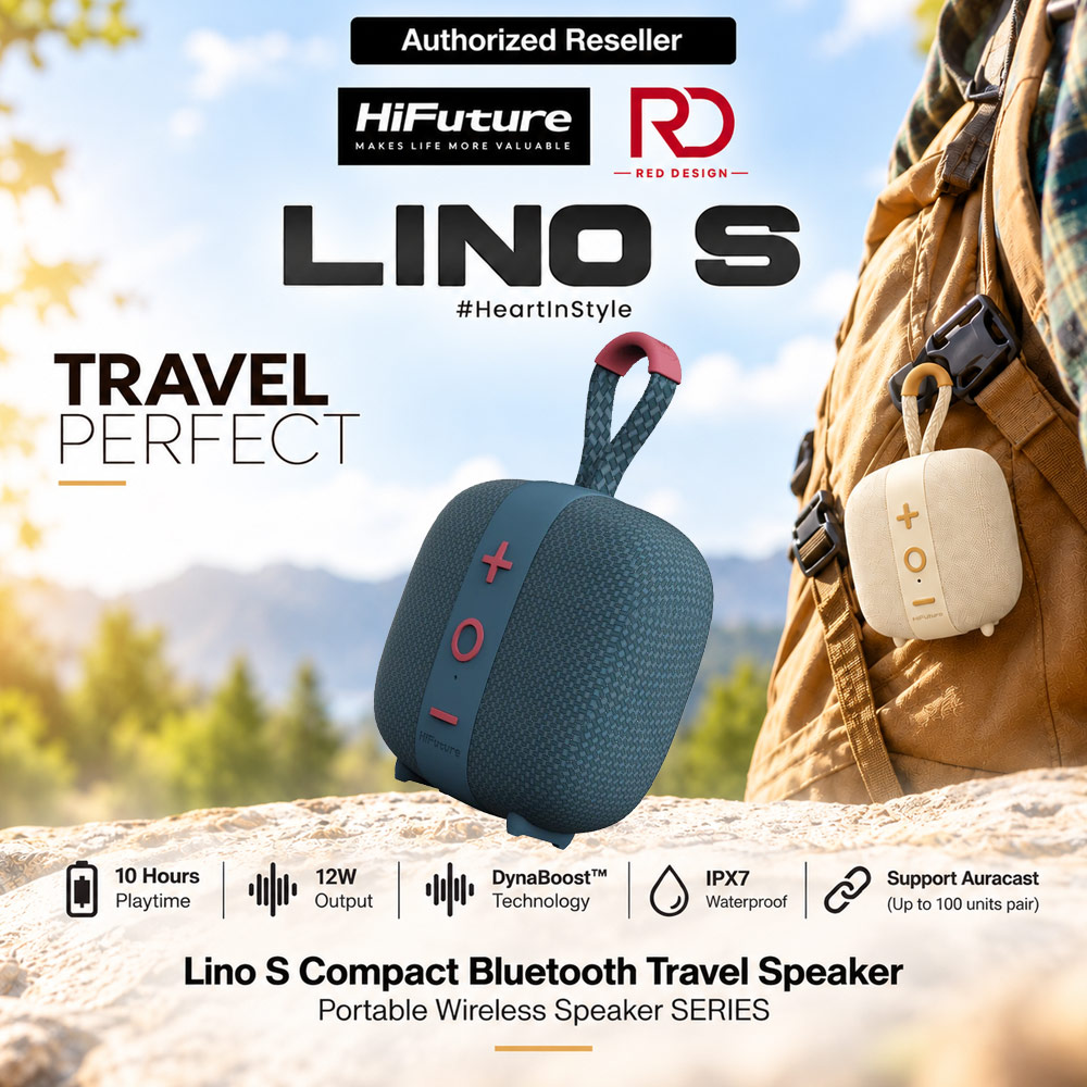 Picture of HiFuture Lino S Compact Portable Bluetooth Travel Speaker 12W Stereo Sound IPX7 Waterproof - Blue Red Design- Red Design Cases, Red Design Covers, iPad Cases and a wide selection of Red Design Accessories in Malaysia, Sabah, Sarawak and Singapore 