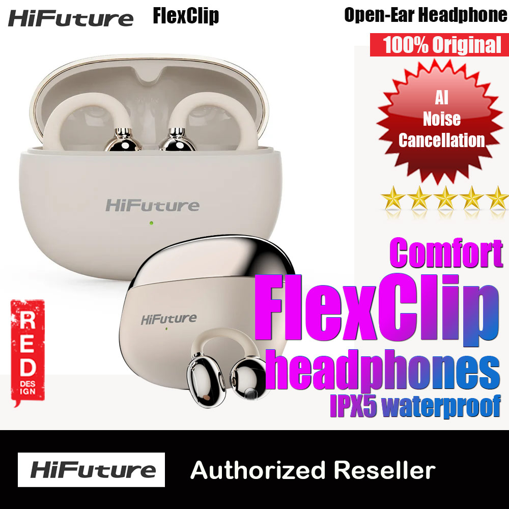 Picture of HiFuture Flexclip Bluetooth 5.4 Comfort Open Ear Headphones Waterproof with ENC Noise Cancellation (Champagne Gold) Red Design- Red Design Cases, Red Design Covers, iPad Cases and a wide selection of Red Design Accessories in Malaysia, Sabah, Sarawak and Singapore 