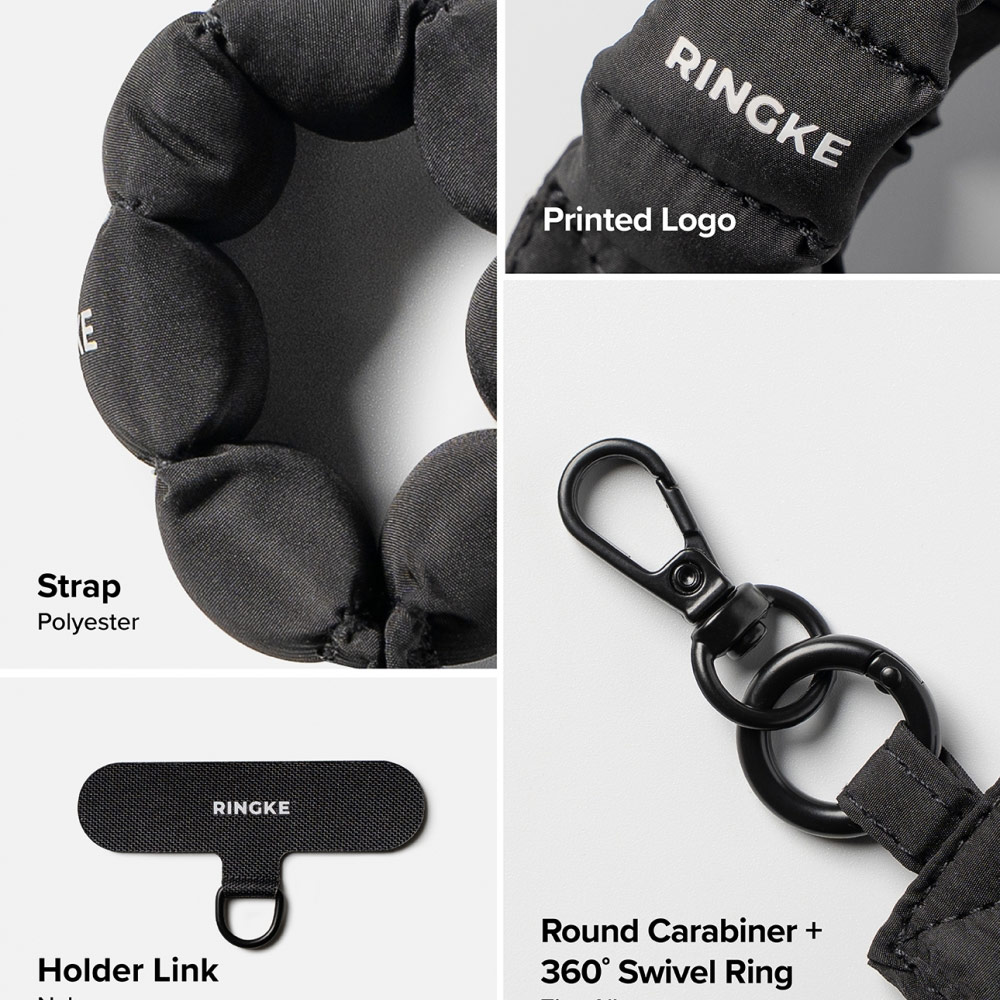 Picture of Ringke Eye Catching Holder Link & Puffer Finger Strap for Phone case (Calm Black)