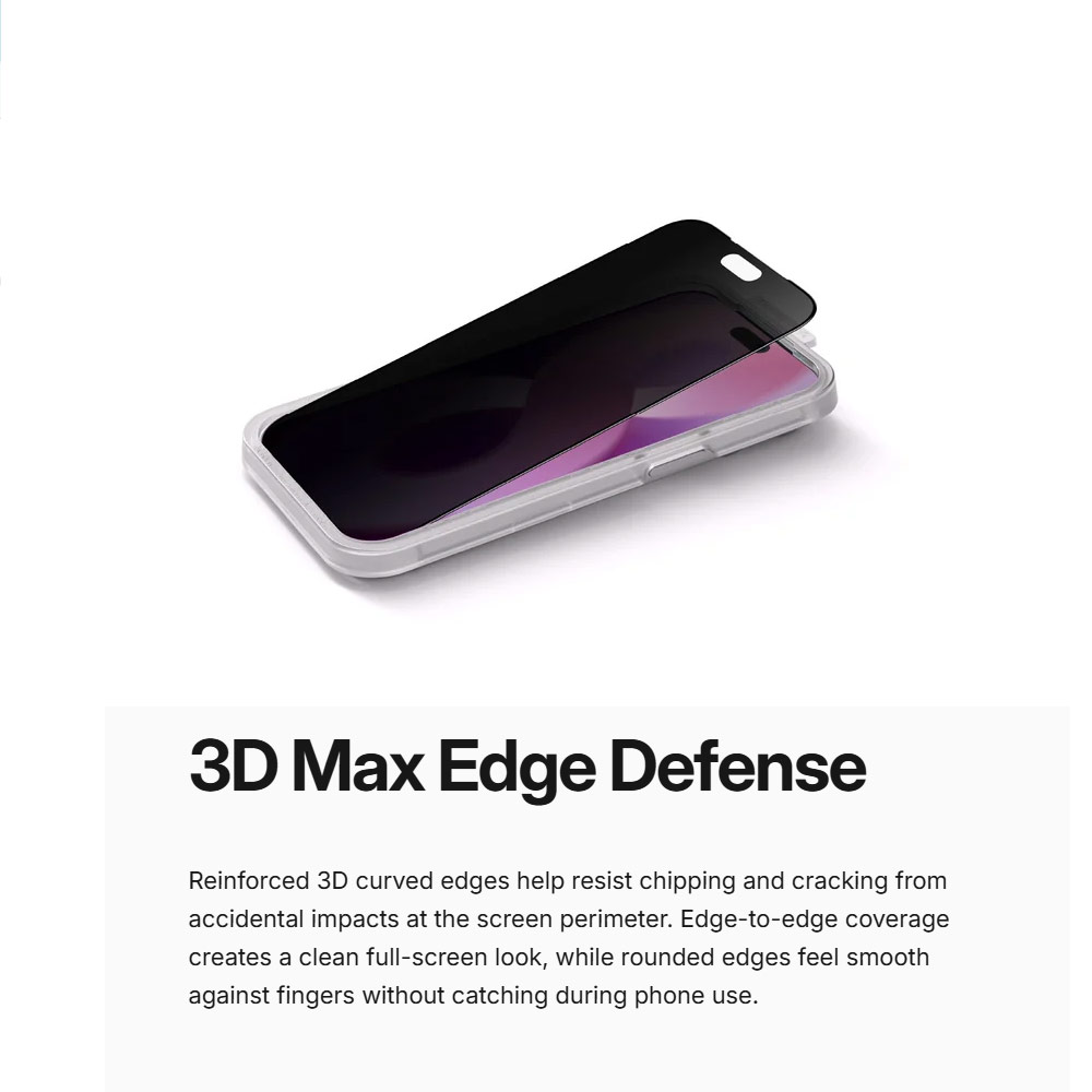 Picture of Apple iPhone 18 Pro Screen Protector | Amazingthing Liquid Privacy Anti Blue Light 3D Frame Full Tempered Glass Screen Protector for iPhone 18 Pro - Privacy Anti Blue Light