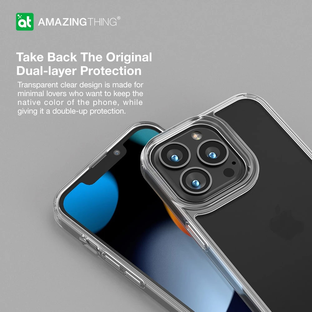 Picture of Apple iPhone 13 6.1 Case | Amazingthing Minimal Drop Proof Case for iPhone 13 6.1 (Transparent Clear)