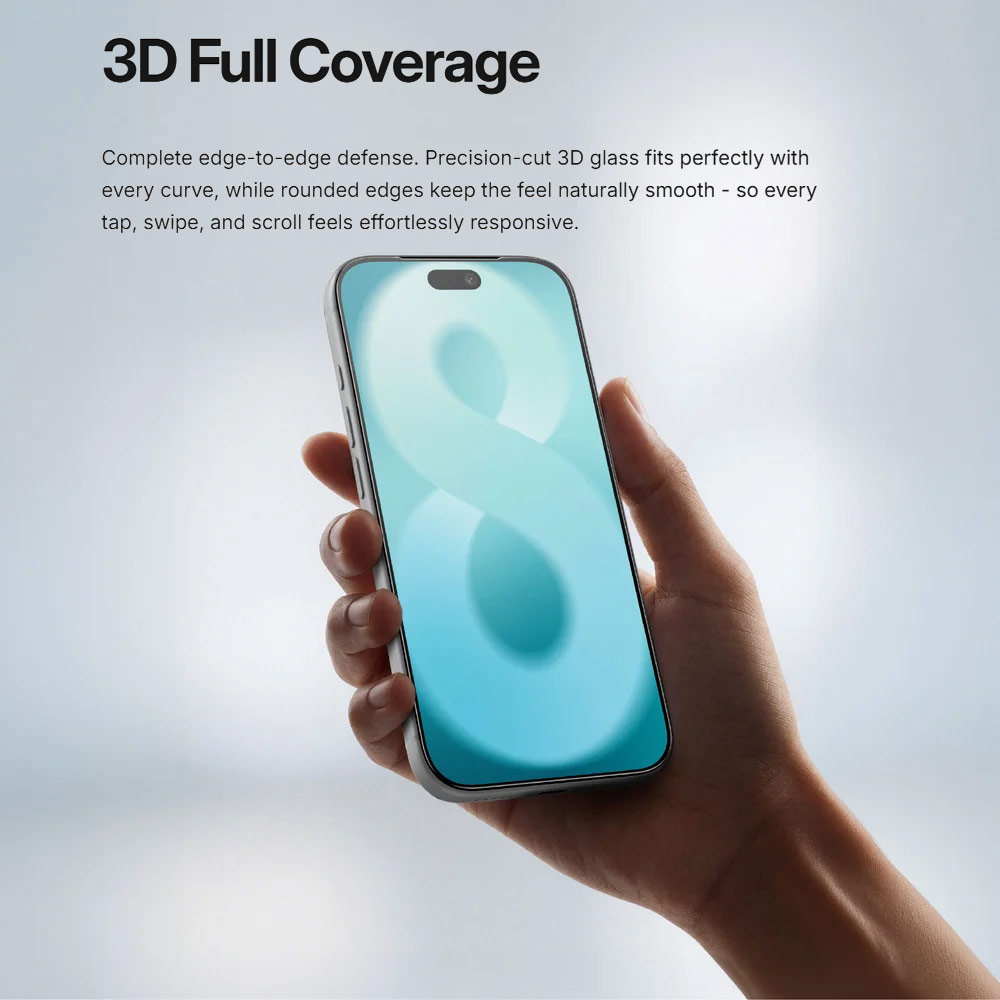 Picture of Apple iPhone 18 Pro Screen Protector | Amazingthing RADIX + Care Full Tempered Glass 3D Frame Screen Protector for iPhone 18 Pro - Clear