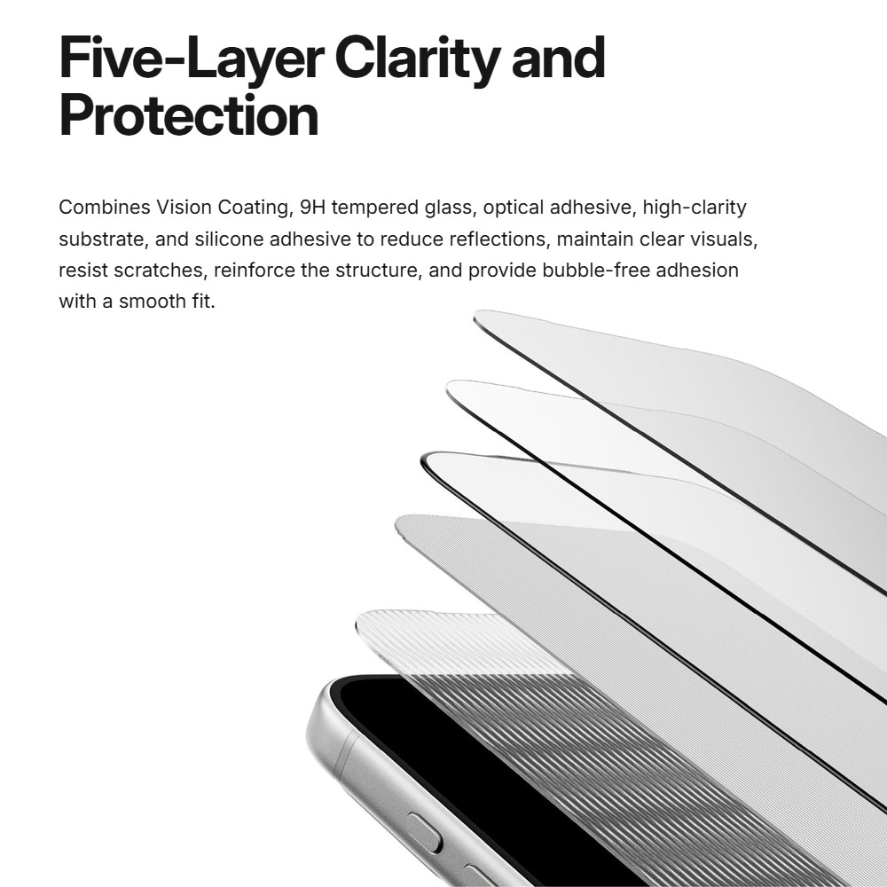 Picture of Apple iPhone 18 Pro Screen Protector | Amazingthing Titan Vision Clear 3D Frame Full Tempered Glass Screen Protector with Dust Filter for iPhone 18 Pro - Clear