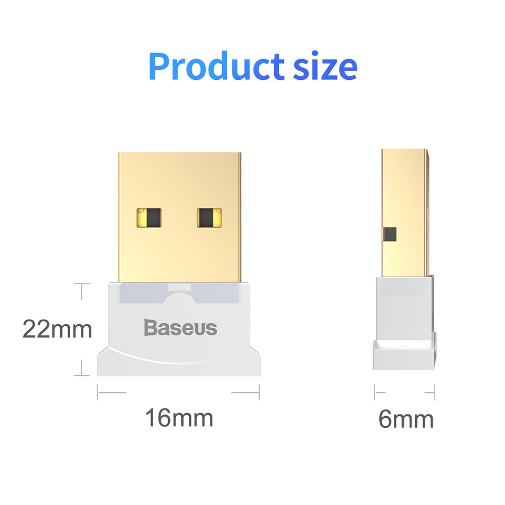 Picture of Baseus USB Bluetooth 4.0 Adapter External Bluetooth Adapter Compatible with Window for connect bluetooth headsets earphone speakers mouse keyboards mobile phones tablets gamepads (White)