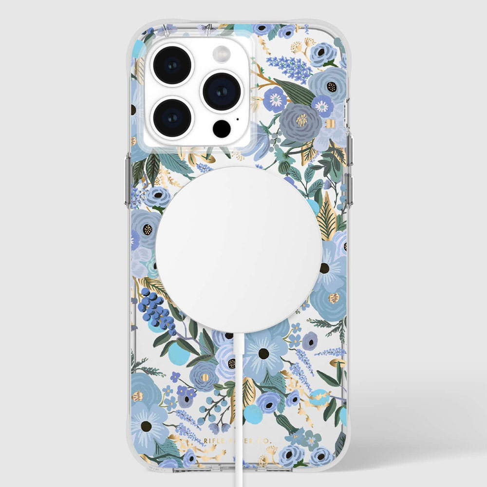 Picture of Apple iPhone 15 Pro 6.1 | Case Mate Case-Mate Rifle Paper Co Floral Design Drop Protection Case with Magnetic Charging for iPhone 15 Pro 6.1 (Garden Party Blue)