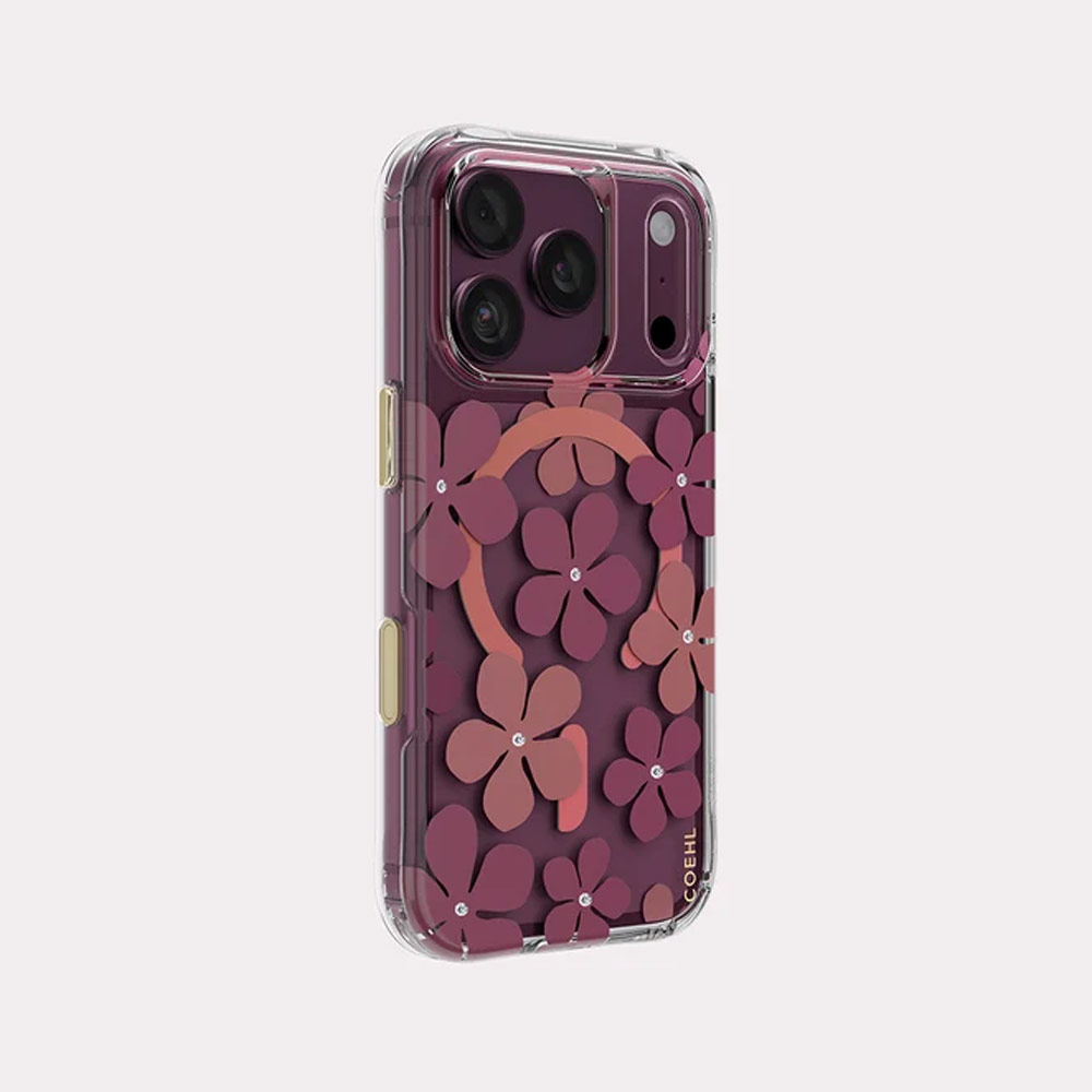 Picture of Apple iPhone 18 Pro Case | Coehl MILA MagClick Magnetic Charging Case with Camera Control Button for iPhone 18 Pro - Crimson Bloom