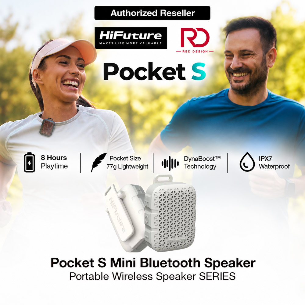 Picture of HiFuture Pocket S Mini Bluetooth Speaker Portable Wearable Clip Speaker IPX7 Waterproof Lightweight Travel Speaker - Beige Red Design- Red Design Cases, Red Design Covers, iPad Cases and a wide selection of Red Design Accessories in Malaysia, Sabah, Sarawak and Singapore 