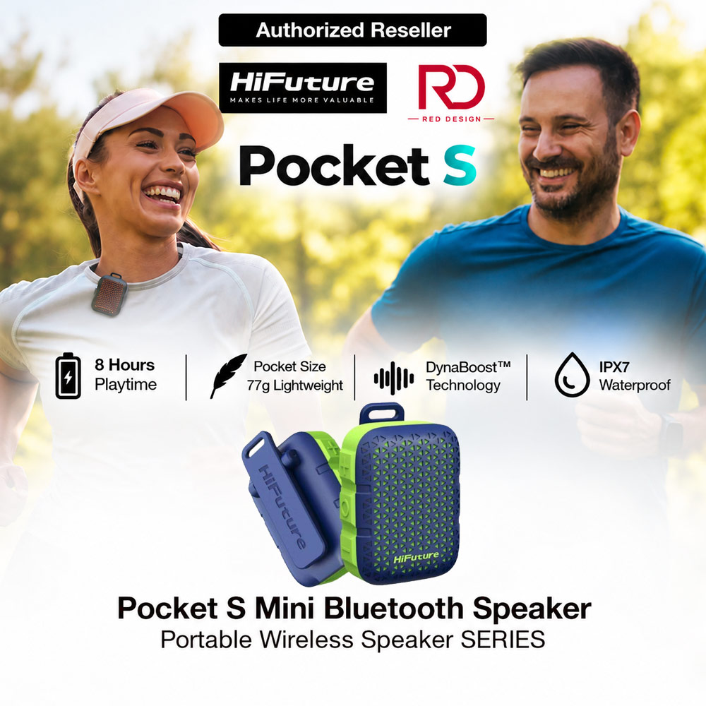 Picture of HiFuture Pocket S Mini Bluetooth Speaker Portable Wearable Clip Speaker IPX7 Waterproof Lightweight Travel Speaker - Blue Red Design- Red Design Cases, Red Design Covers, iPad Cases and a wide selection of Red Design Accessories in Malaysia, Sabah, Sarawak and Singapore 