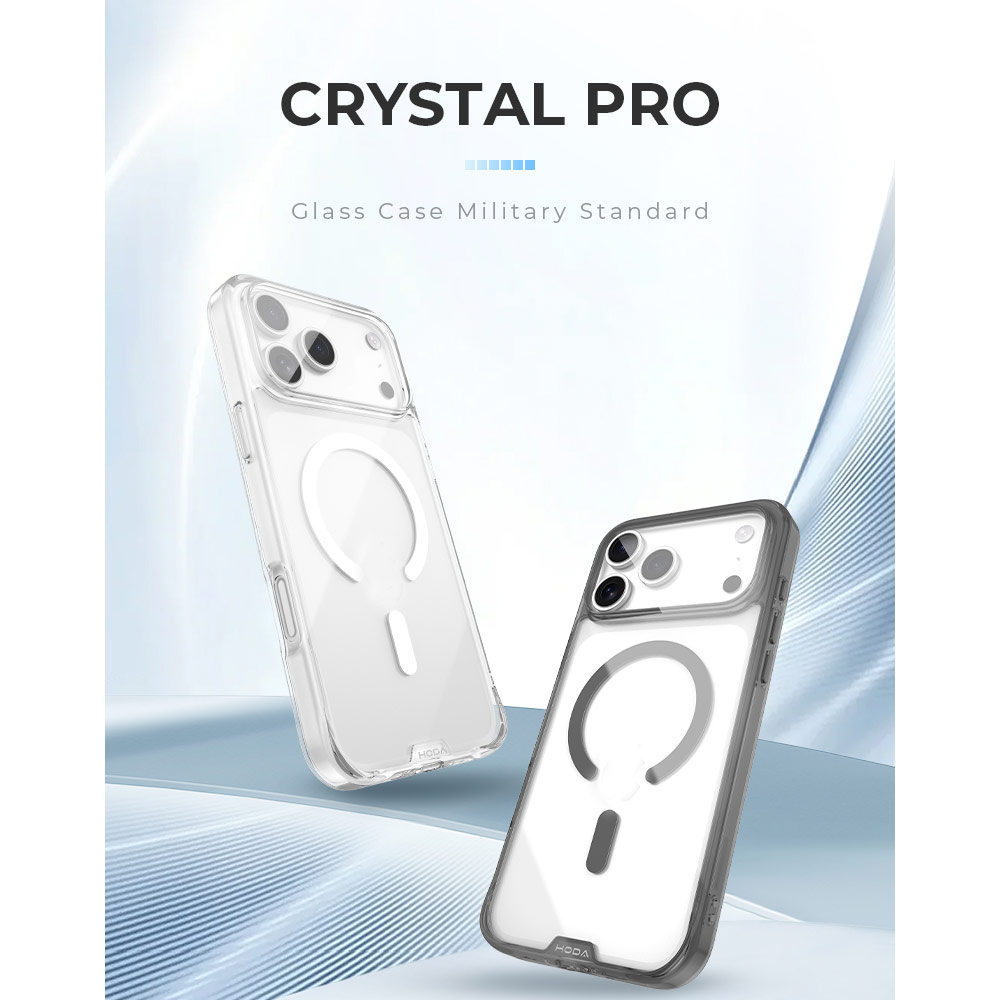 Picture of Apple iPhone 18 Pro Case | Hoda Crystal Pro Case with Military Standard MagSafe Enhanced with PureSurface TM with Camera Button for iPhone 18 Pro - ClearBlack
