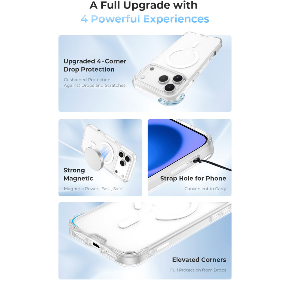 Picture of Apple iPhone 18 Pro Case | Hoda Crystal Pro Case with Military Standard MagSafe Enhanced with PureSurface TM with Camera Button for iPhone 18 Pro - ClearBlack