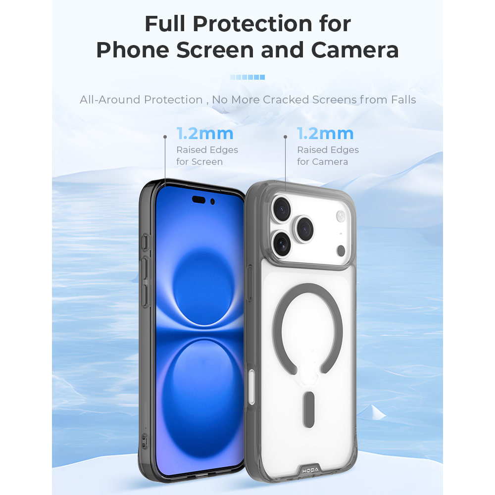 Picture of Apple iPhone 18 Pro Case | Hoda Crystal Pro Case with Military Standard MagSafe Enhanced with PureSurface TM with Camera Button for iPhone 18 Pro - ClearBlack
