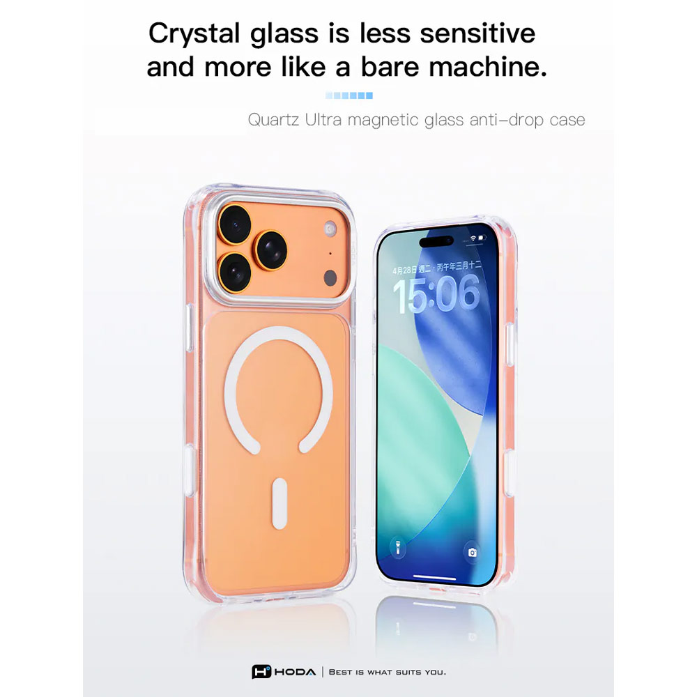 Picture of Apple iPhone 18 Pro Max Case | Hoda Crystal Ultra Case with Military Standard MagSafe Pure Surface TM with Camera Button for iPhone 18 Pro Max - Clear Black