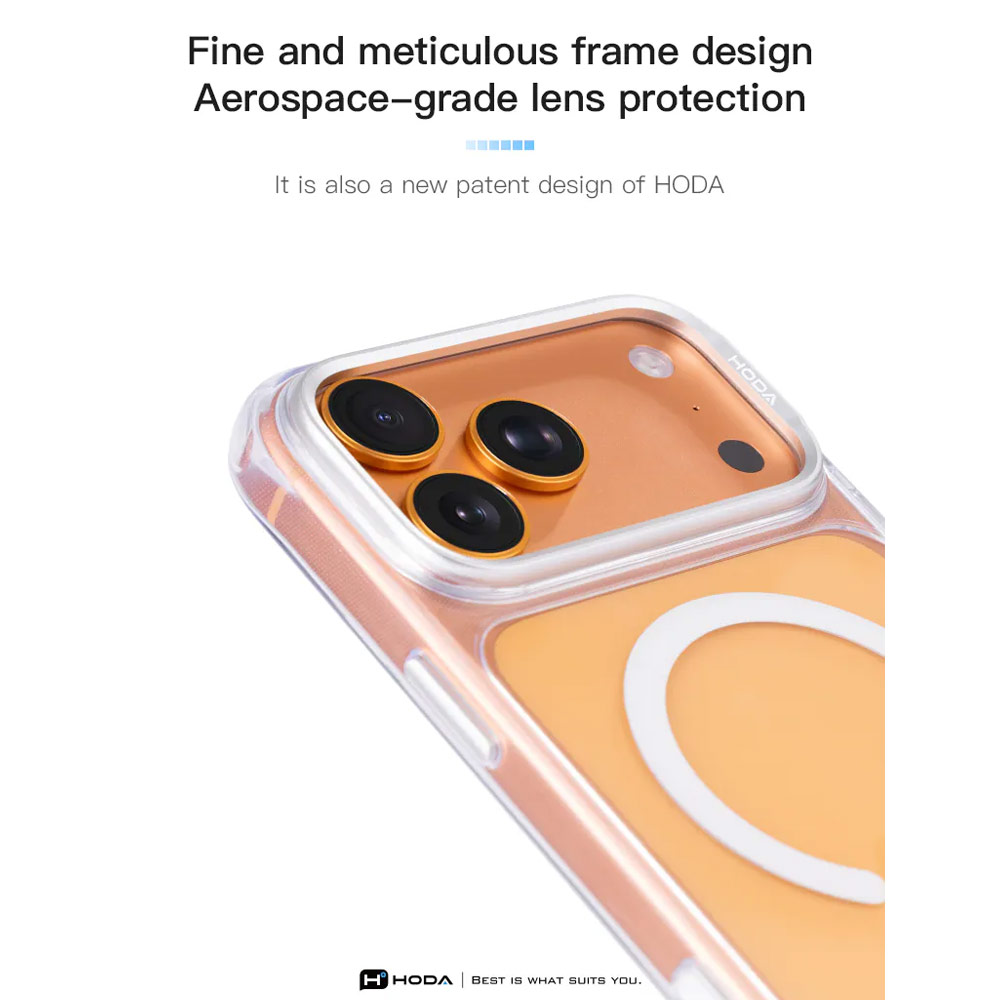Picture of Apple iPhone 18 Pro Max Case | Hoda Crystal Ultra Case with Military Standard MagSafe Pure Surface TM with Camera Button for iPhone 18 Pro Max - Clear Black