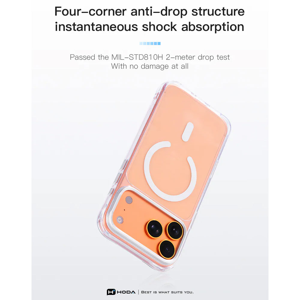 Picture of Apple iPhone 18 Pro Max Case | Hoda Crystal Ultra Case with Military Standard MagSafe Pure Surface TM with Camera Button for iPhone 18 Pro Max - Clear Black