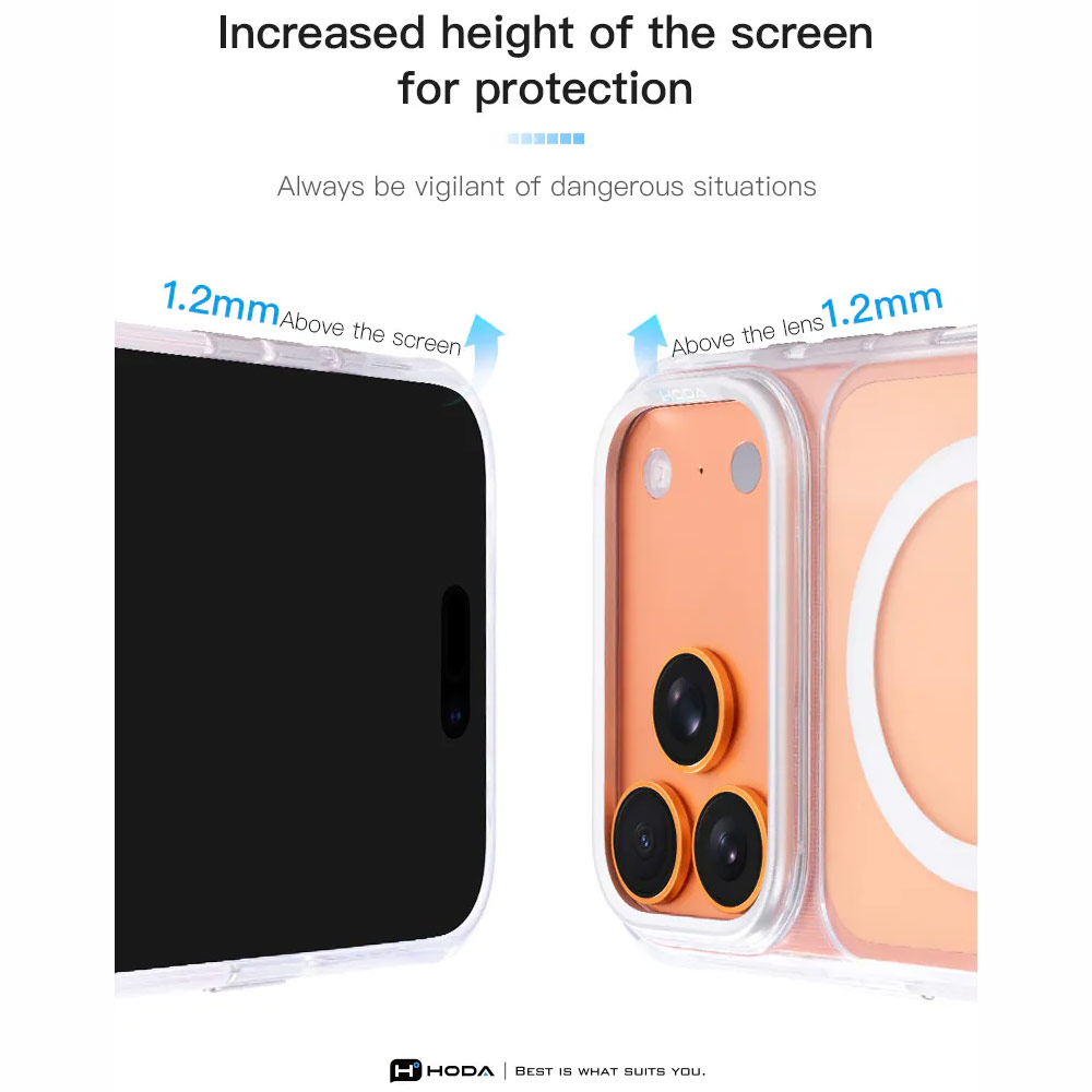 Picture of Apple iPhone 18 Pro Max Case | Hoda Crystal Ultra Case with Military Standard MagSafe Pure Surface TM with Camera Button for iPhone 18 Pro Max - Clear Black