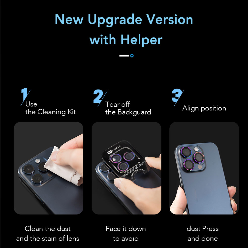 Picture of Apple iPhone 17 Pro 6.3  | Hoda Sapphire Lens Protector for iPhone 17 Pro Max 6.9 17 Pro 6.3  (3PCS Titanium Diamond)