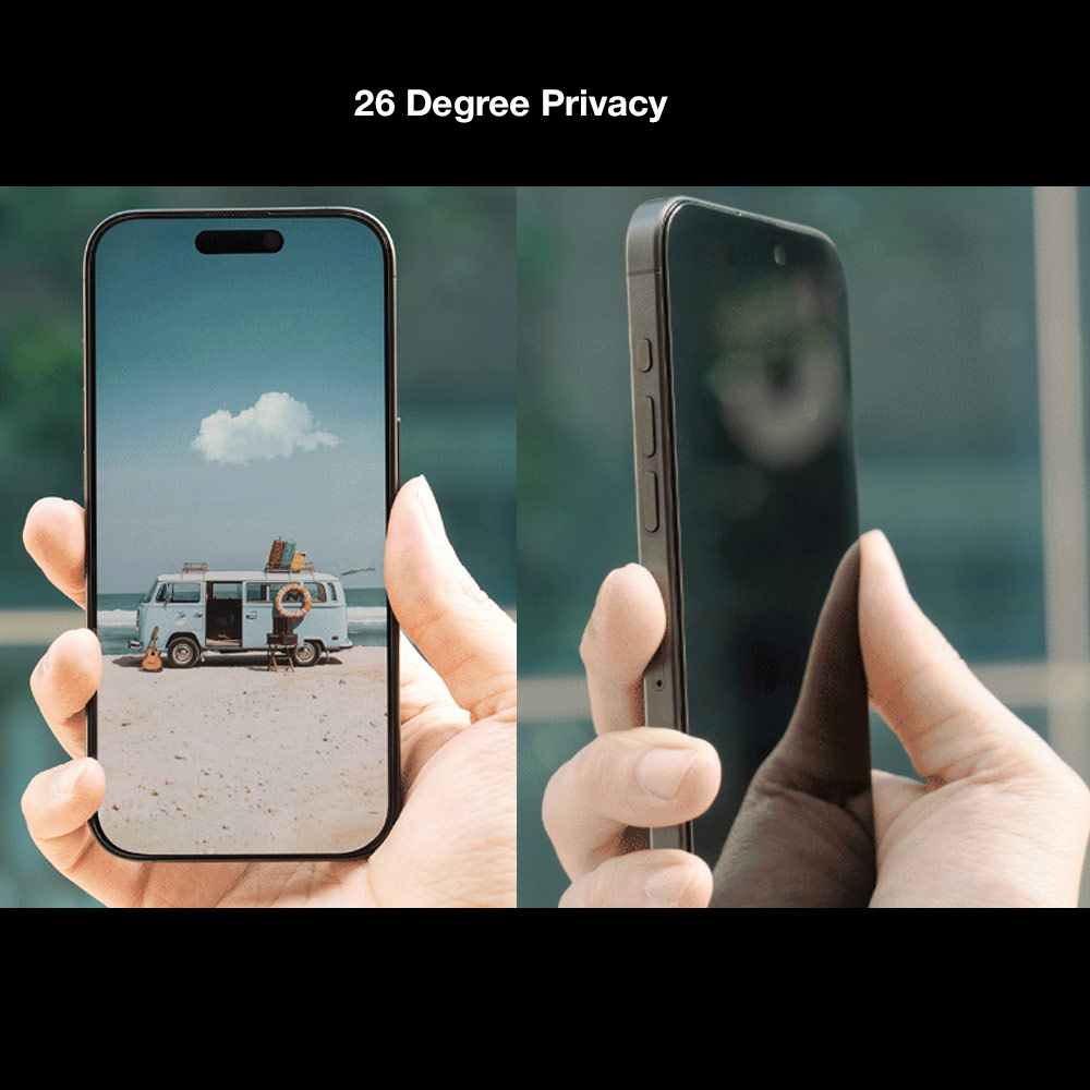 Picture of Apple iPhone 18 Pro Max Screen Protector | Hoda Matte Anti-Peeper Privacy 2ways with Anti Reflection Full Coverage Tempered Glass Screen Protector for iPhone 18 Pro Max  Dust Free Helper Lite Included - Privacy Matte