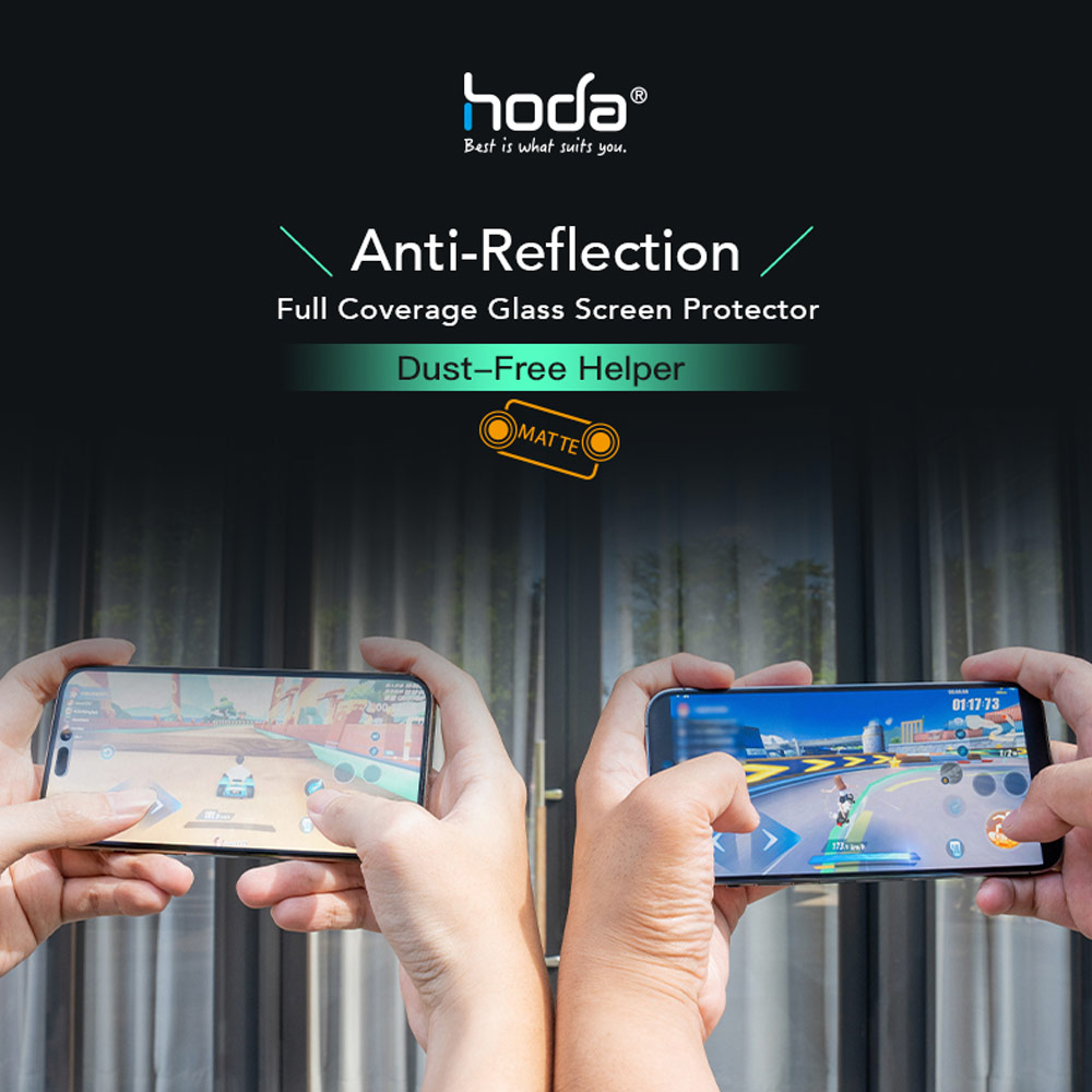 Picture of Apple iPhone 18 Pro Screen Protector | Hoda Anti Reflection Matte Full Coverage Tempered Glass Screen Protector for iPhone 18 Pro Dust Free Helper Lite Included - Matte
