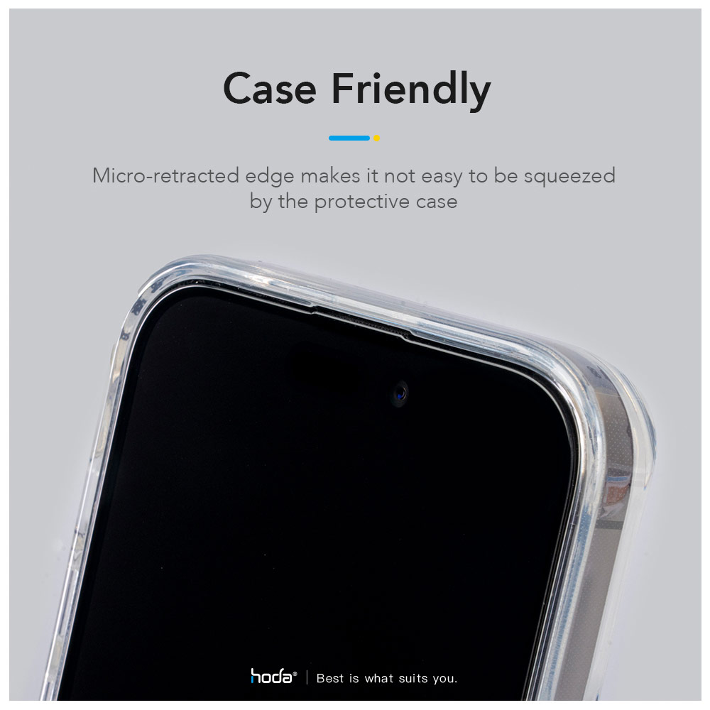 Picture of Apple iPhone 15 Pro 6.1 Screen Protector | Hoda 0.33mm 2.5D Full Coverage Tempered Glass Screen Protector for Apple iPhone 15 Pro 6.1 (Clear Black)