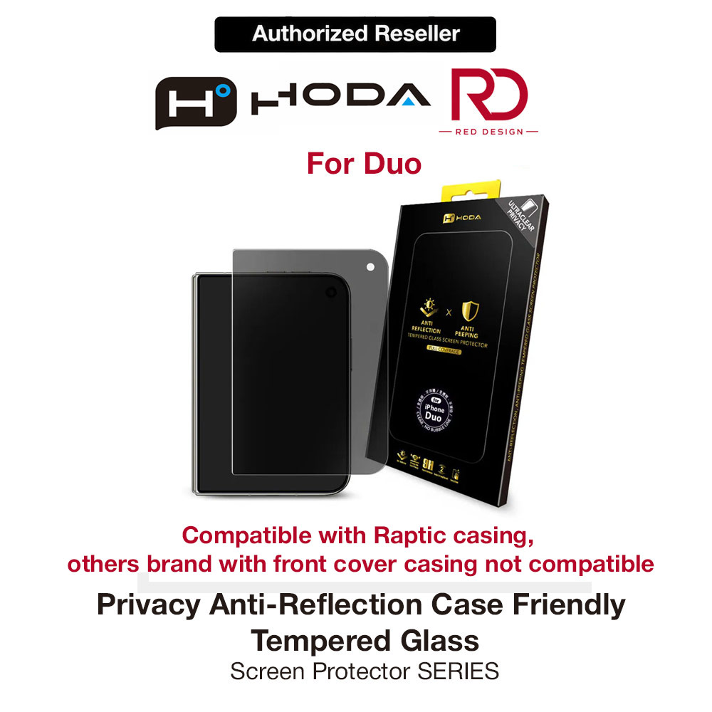 Hoda Anti-Peeper Privacy 2ways with Anti Reflection Case Friendly Ultra Clear Tempered Glass Screen Protector for iPhone Duo- Privacy AR