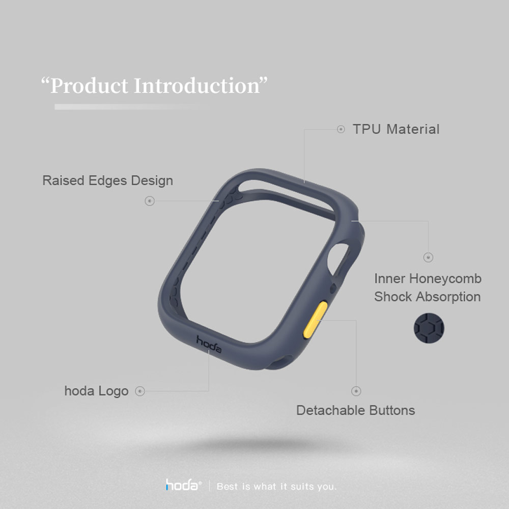 Picture of Apple Watch 45mm Case | Hoda Rough Case Apple Watch 45mm Series 7 Protection Case (Light Blue)