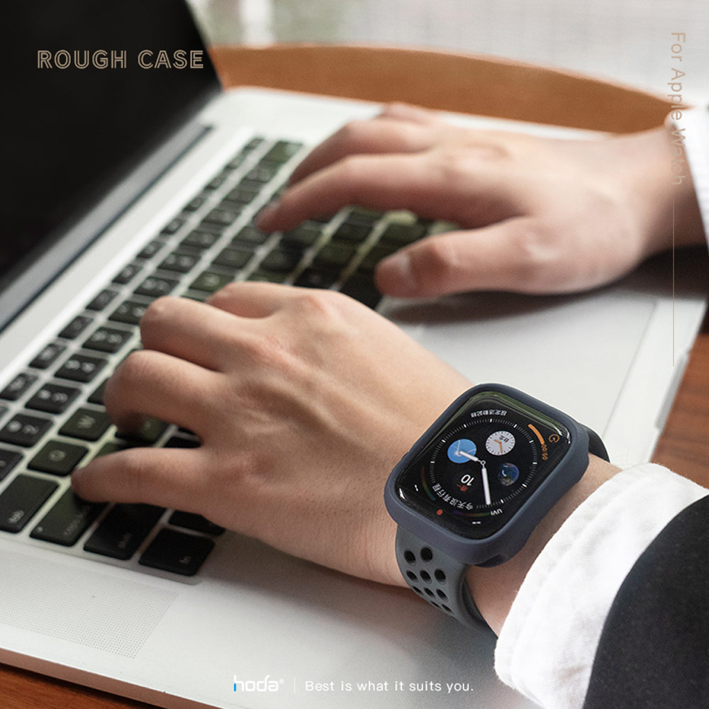 Picture of Apple Watch 45mm Case | Hoda Rough Case Apple Watch 45mm Series 7 Protection Case (Light Blue)