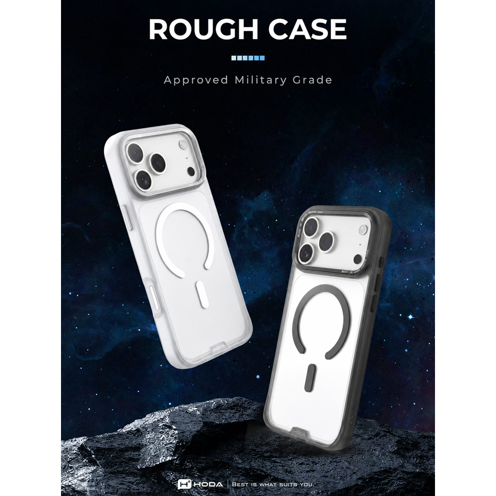 Picture of Apple iPhone 18 Pro Case | Hoda ROUGH Case Military Standard MagSafe Enhanced with PureSurfaceTM with Camera Button for iPhone 18 Pro - Matte Black
