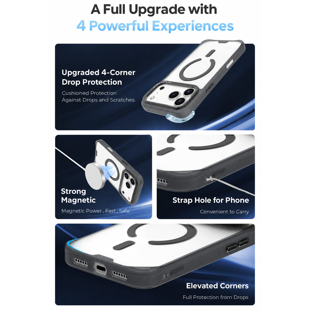 Picture of Apple iPhone 18 Pro Case | Hoda ROUGH Case Military Standard MagSafe Enhanced with PureSurfaceTM with Camera Button for iPhone 18 Pro - Matte Black