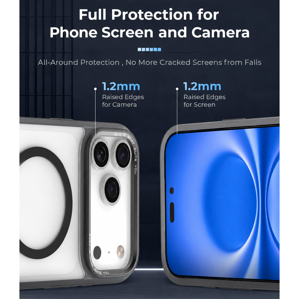 Picture of Apple iPhone 18 Pro Case | Hoda ROUGH Case Military Standard MagSafe Enhanced with PureSurfaceTM with Camera Button for iPhone 18 Pro - Matte Black