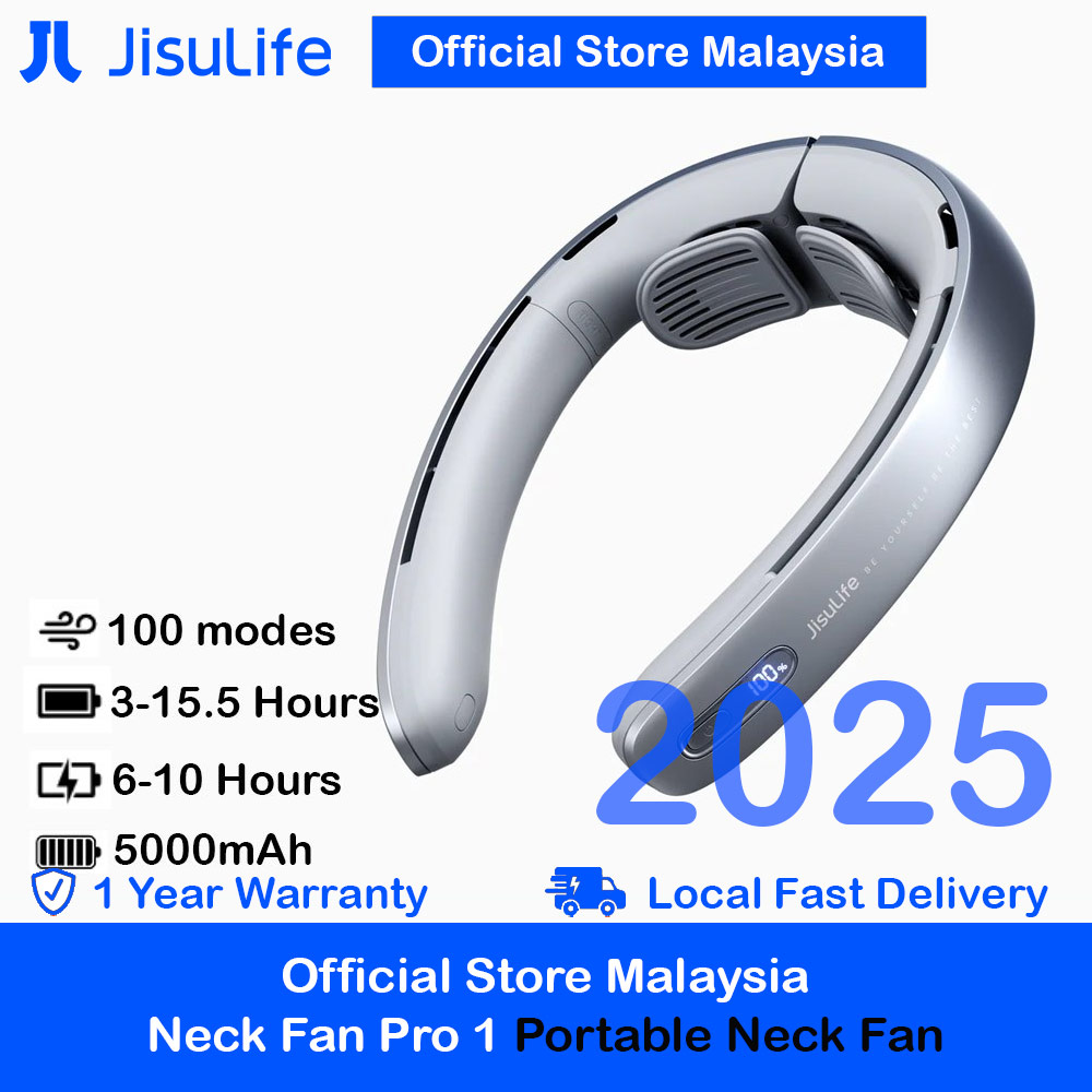 Picture of JISULIFE Malaysia Super Power High Speed Air Neck Cooler Portable Neck Fan Hands Free Bladeless Fan 5000mAh Battery Operated Wearable Personal Fan Leafless Rechargeable Headphone Design 100 Speed Neck Fan FA45 (Silver Grey) Red Design- Red Design Cases, Red Design Covers, iPad Cases and a wide selection of Red Design Accessories in Malaysia, Sabah, Sarawak and Singapore 