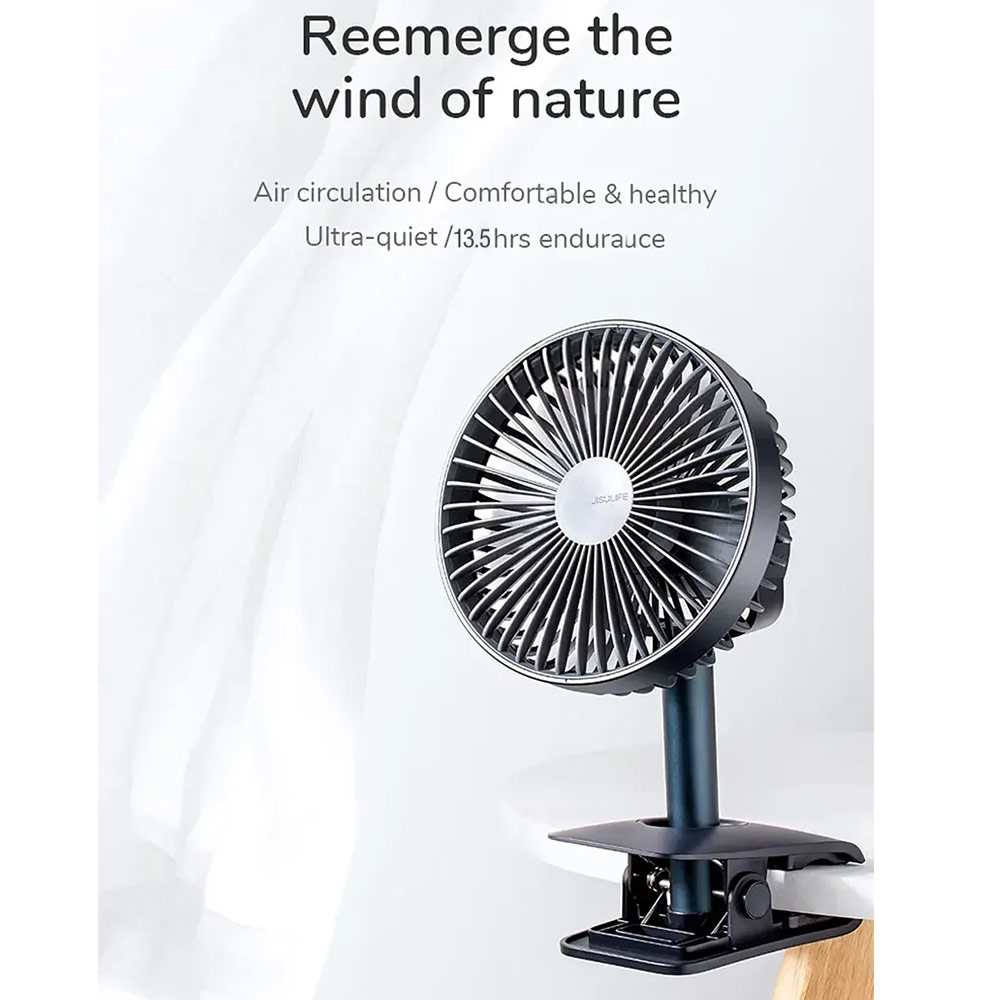 Picture of JISULIFE Malaysia Clip On  Desk Fan Portable Desktop Fan 4000mAh USB-C Rechargeable for Office Room Travel Outdoor Indoor FA7B (Navy)