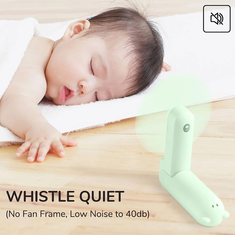 Picture of Jisulife Malaysia 3 in 1 Mini Handheld Fan USB Rechargeable Fan Power Bank with Flash Light for Office OutdoorTravel Hiking Camping  Concert Indoor Court F8X (Green)