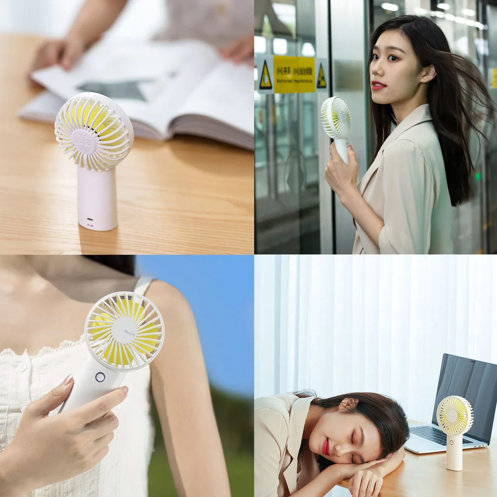 Picture of Jisulife Malaysia 3 Speed Wind Portable Rechargeable 6000mAh Handheld Fan for Outdoor Badminton Court Concert Picnic Camping (Blue)