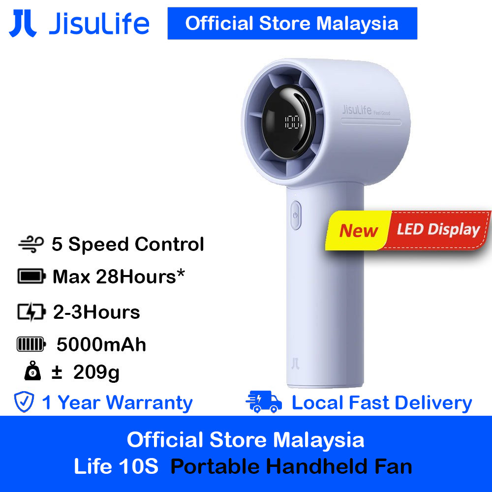 Picture of Jisulife Life 10S Portable Handheld Fan 5 Speed Mode LED Display Easy Carry Turbo Wind Speed Fan Kipas Jisulife (Blue) Red Design- Red Design Cases, Red Design Covers, iPad Cases and a wide selection of Red Design Accessories in Malaysia, Sabah, Sarawak and Singapore 