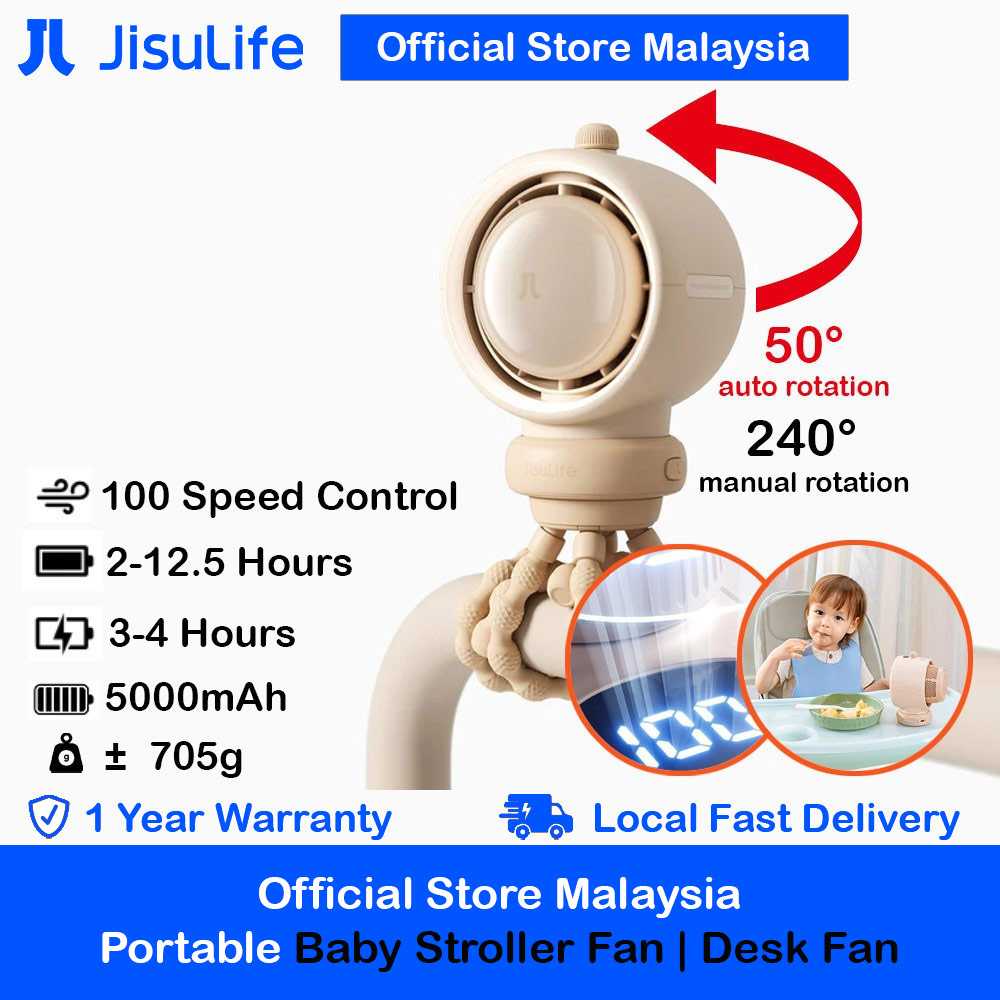 Picture of Jisulife Malaysia Life2 S Child Baby Safe Stroller Car Seat Auto OscillatingFlexible Tripod Rechargeable Bladeless Fan (Brown) Red Design- Red Design Cases, Red Design Covers, iPad Cases and a wide selection of Red Design Accessories in Malaysia, Sabah, Sarawak and Singapore 