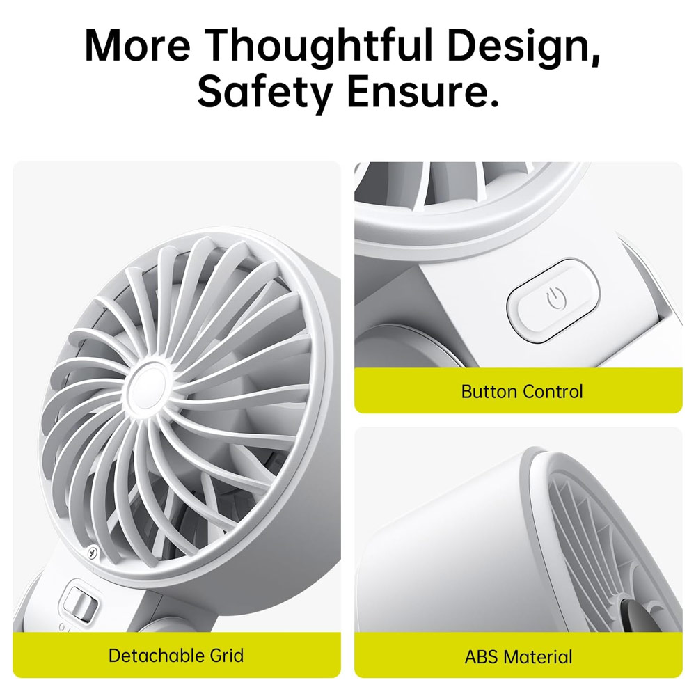 Picture of Jisulife Malaysia 3 in 1 Handheld Fan Life7 Powerful Portable Fan with LED Display Foldable as Desk Fan Hangable as Neck Fan (5000mAh Light Grey)