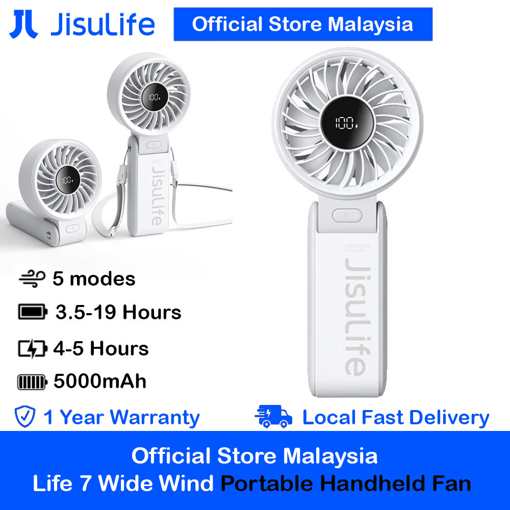 Picture of Jisulife Malaysia 3 in 1 Handheld Fan Life7 Powerful Portable Fan with LED Display Foldable as Desk Fan Hangable as Neck Fan (5000mAh Light Grey) Red Design- Red Design Cases, Red Design Covers, iPad Cases and a wide selection of Red Design Accessories in Malaysia, Sabah, Sarawak and Singapore 