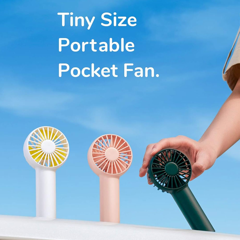 Picture of Jisulife Malaysia Mini Pocket Tiny Size Handheld Fan Portable Rechargeable 2000mAh for Outdoor Indoor Badminton Court Concert FA20 (Pink)