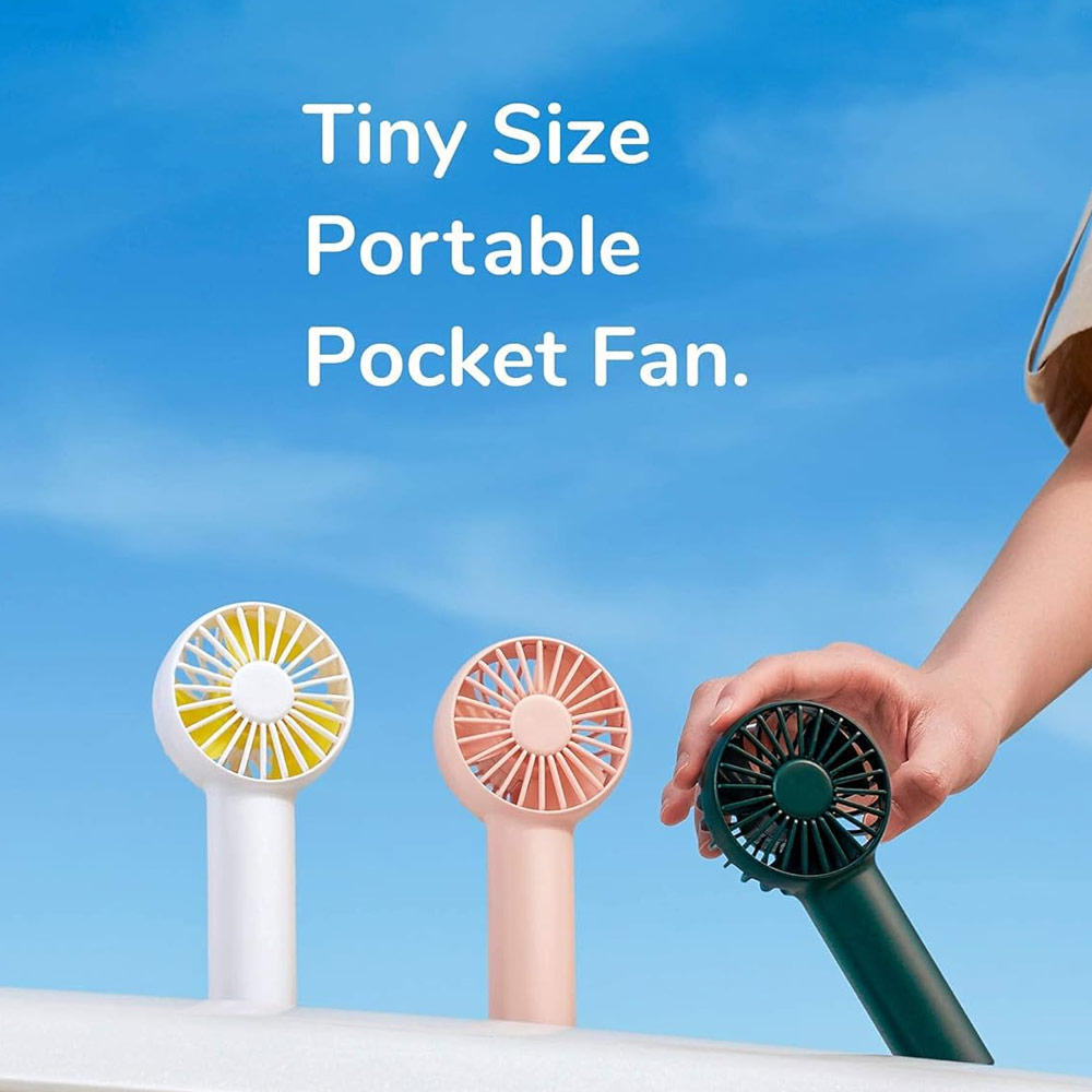 Picture of Jisulife Malaysia Mini Pocket Tiny Size Handheld Fan Portable Rechargeable 2000mAh for Outdoor Indoor Badminton Court Concert FA20 (White)