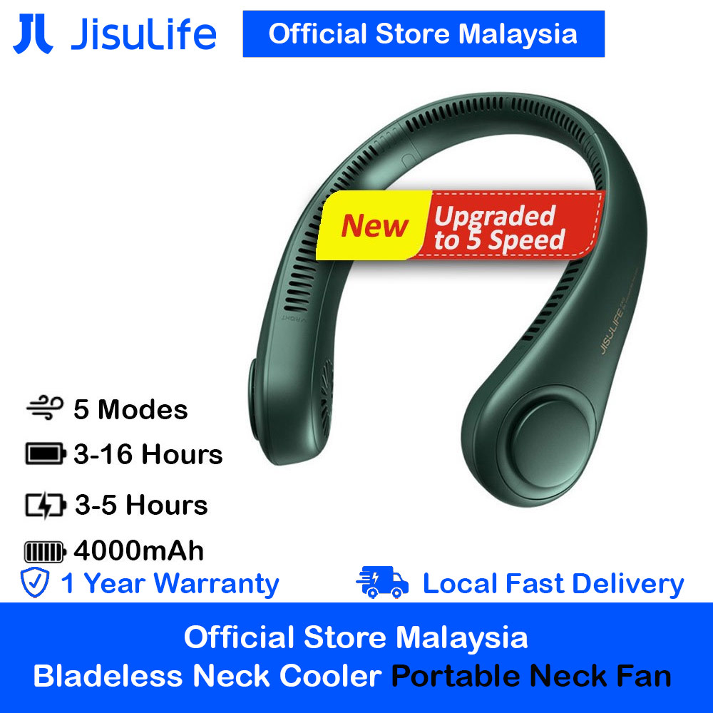 Picture of JISULIFE Malaysia Portable Neck Fan Hands Free Bladeless Fan 4000 mAh Battery Operated Wearable Personal Fan Leafless Rechargeable Headphone Design USB Powered Desk Fan 3 Speeds  for Running Badminton Indoor Court Concert Picnic Camping Outdoor Activity FA14  (Green) Red Design- Red Design Cases, Red Design Covers, iPad Cases and a wide selection of Red Design Accessories in Malaysia, Sabah, Sarawak and Singapore 