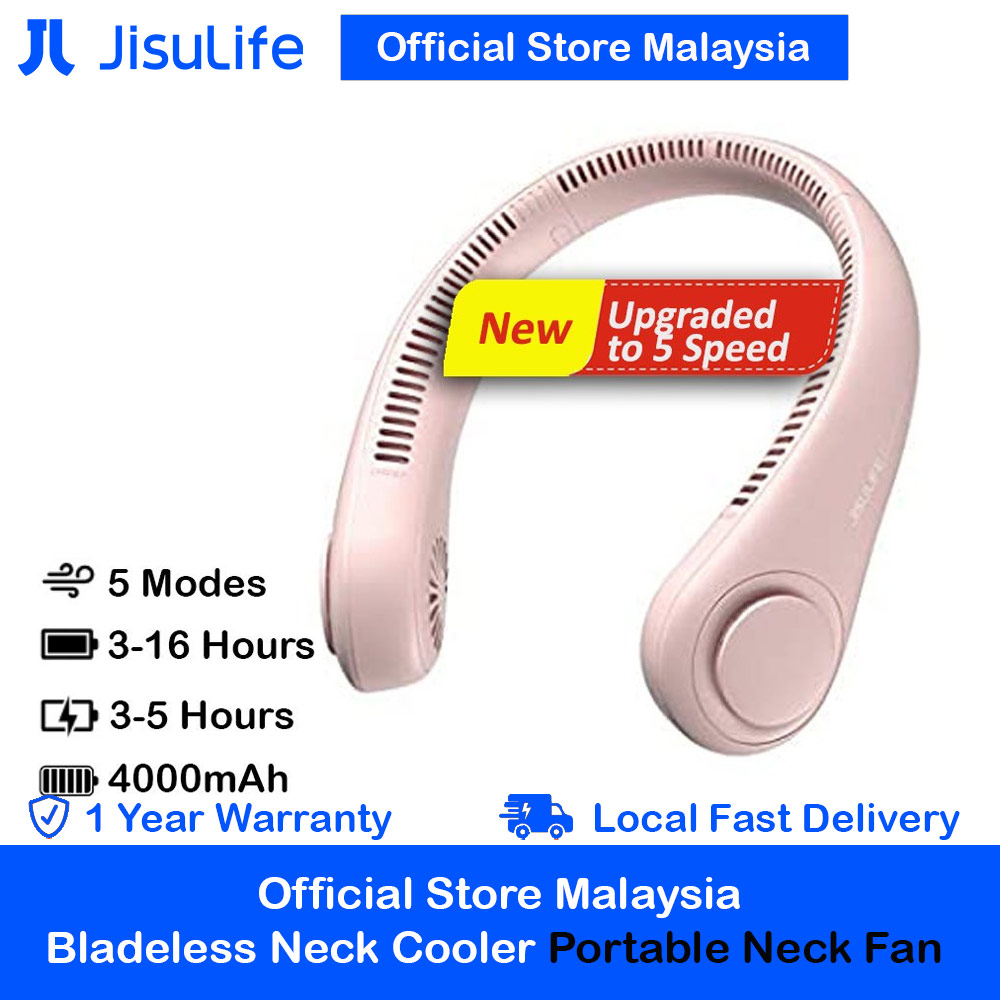 Picture of JISULIFE Malaysia Portable Neck Fan Hands Free Bladeless Fan 4000 mAh Battery Operated Wearable Personal Fan Leafless Rechargeable Headphone Design USB Powered Desk Fan 3 Speeds  for Running Badminton Indoor Court Concert Picnic Camping Outdoor Activity FA14 (Pink) Red Design- Red Design Cases, Red Design Covers, iPad Cases and a wide selection of Red Design Accessories in Malaysia, Sabah, Sarawak and Singapore 
