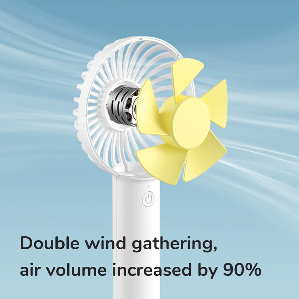 Picture of Jisulife Malaysia 3 Speed Wind Portable Fast Charge Rechargeble 2000mAh Handheld Fan for Outdoor Indoor Badminton Court Concert Picnic Camping FA21 (White)