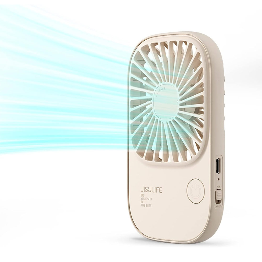Picture of Jisulife Malaysia Handheld Fan Ultra Thin Mini Fan Small Portable Fan USB Rechargeable Personal Lash Fan with 3 Speeds for Office Outdoor Travel (Beige)