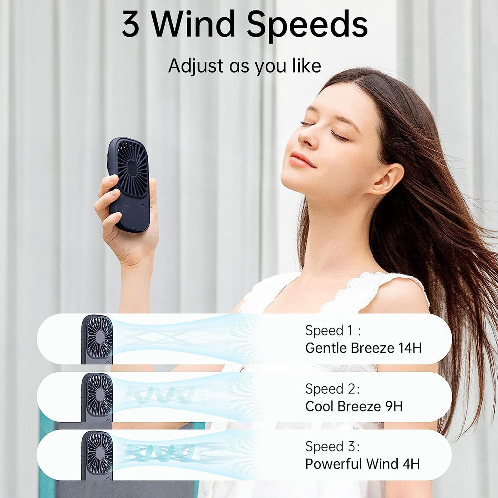 Picture of Jisulife Malaysia Handheld Fan Ultra Thin Mini Fan Small Portable Fan USB Rechargeable Personal Lash Fan with 3 Speeds for Office Outdoor Travel (Navy)