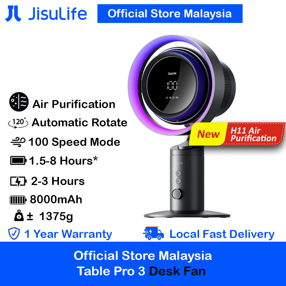 Picture of JISULIFE Malaysia 100 Speed Table Desk Bladeless Blade Less Fan Ultra Pro Portable Desktop Oscillating Fan Strong Airflow with Air Purifier Rechargeable Table Fan for Office Room Travel Outdoor Indoor Picnic Camping Jisulife Table Pro 3 Red Design- Red Design Cases, Red Design Covers, iPad Cases and a wide selection of Red Design Accessories in Malaysia, Sabah, Sarawak and Singapore 