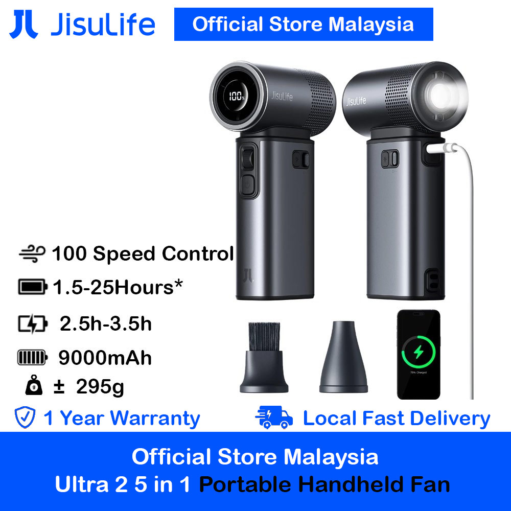 Picture of Jisulife Malaysia Handheld Fan Ultra 2 100 Speed Super Turbo Strong Wind High Quality Portable Powerbank 9000mAh LED Display (Dark Gray) Red Design- Red Design Cases, Red Design Covers, iPad Cases and a wide selection of Red Design Accessories in Malaysia, Sabah, Sarawak and Singapore 