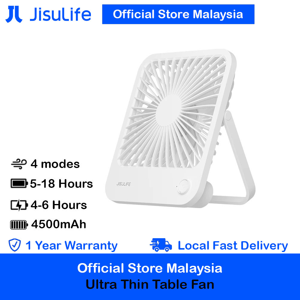 Picture of JISULIFE Malaysia Table Desk Fan Ultra Slim Portable Desktop Fan Strong Airflow Ultra Quiet 4500mAh USB Rechargeable Electric Table Fan for Office Room Travel Outdoor Indoor Picnic Camping (White) Red Design- Red Design Cases, Red Design Covers, iPad Cases and a wide selection of Red Design Accessories in Malaysia, Sabah, Sarawak and Singapore 