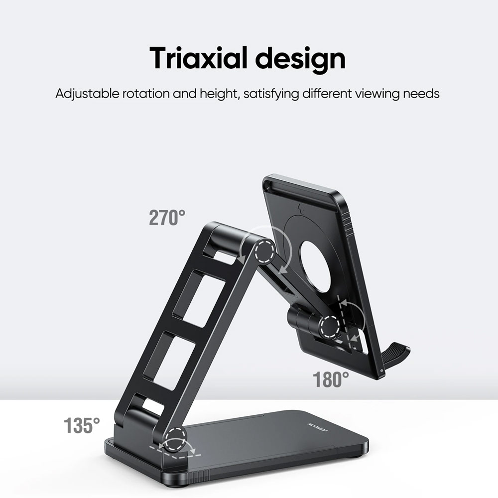 Picture of Joyroom ABS Pocket Size Mini Foldable Retractable Desktop Stand Holder Adjustable Phone Stand Tablet Stand Phone Holder iPad Holder with Space for Magsafe Charger for Online Study Online Meeting Movie View for iPhone 13 Pro Max iPad (White)
